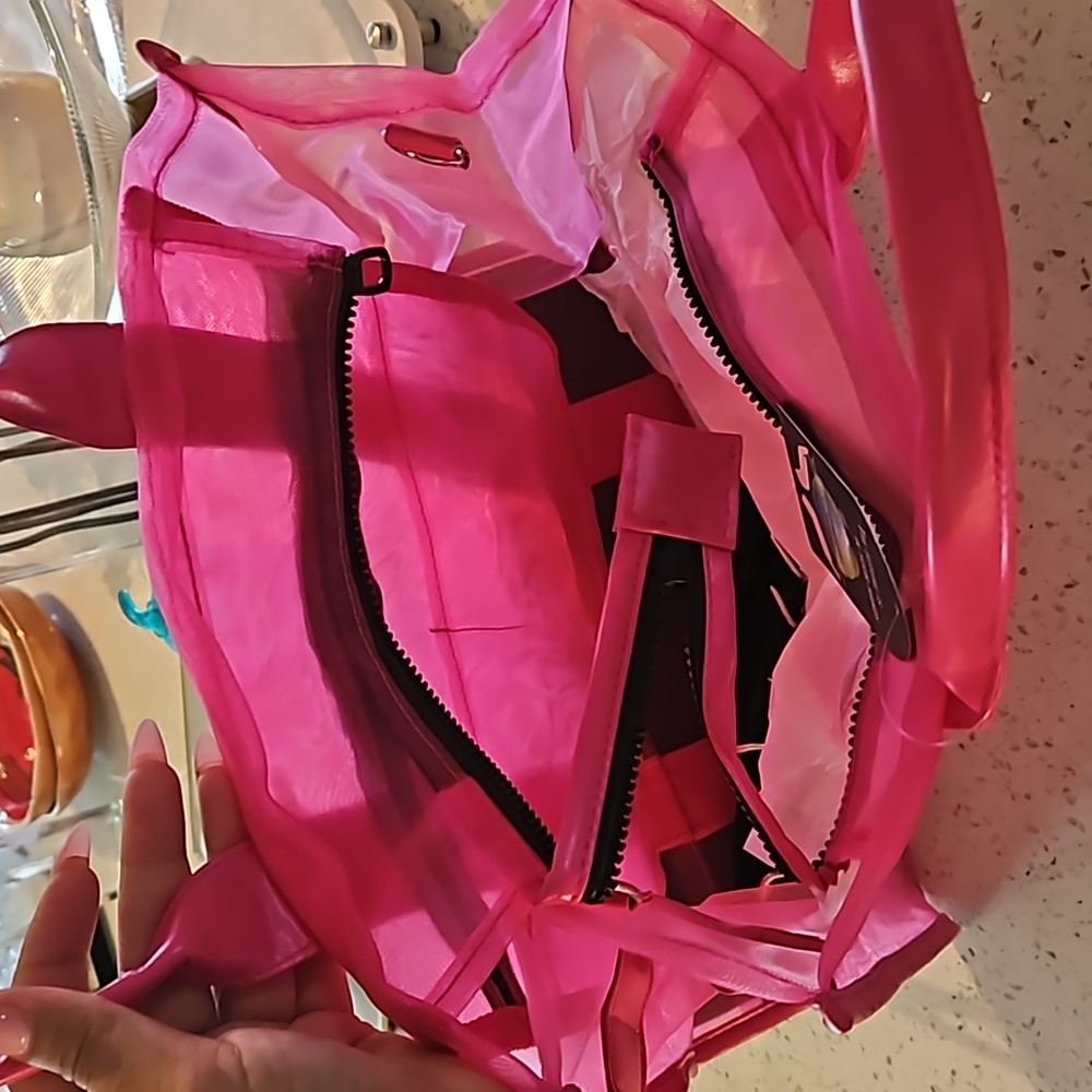 The Tote Bag Beach Pink Bag Mesh Clear Tote - Picture 11 of 11